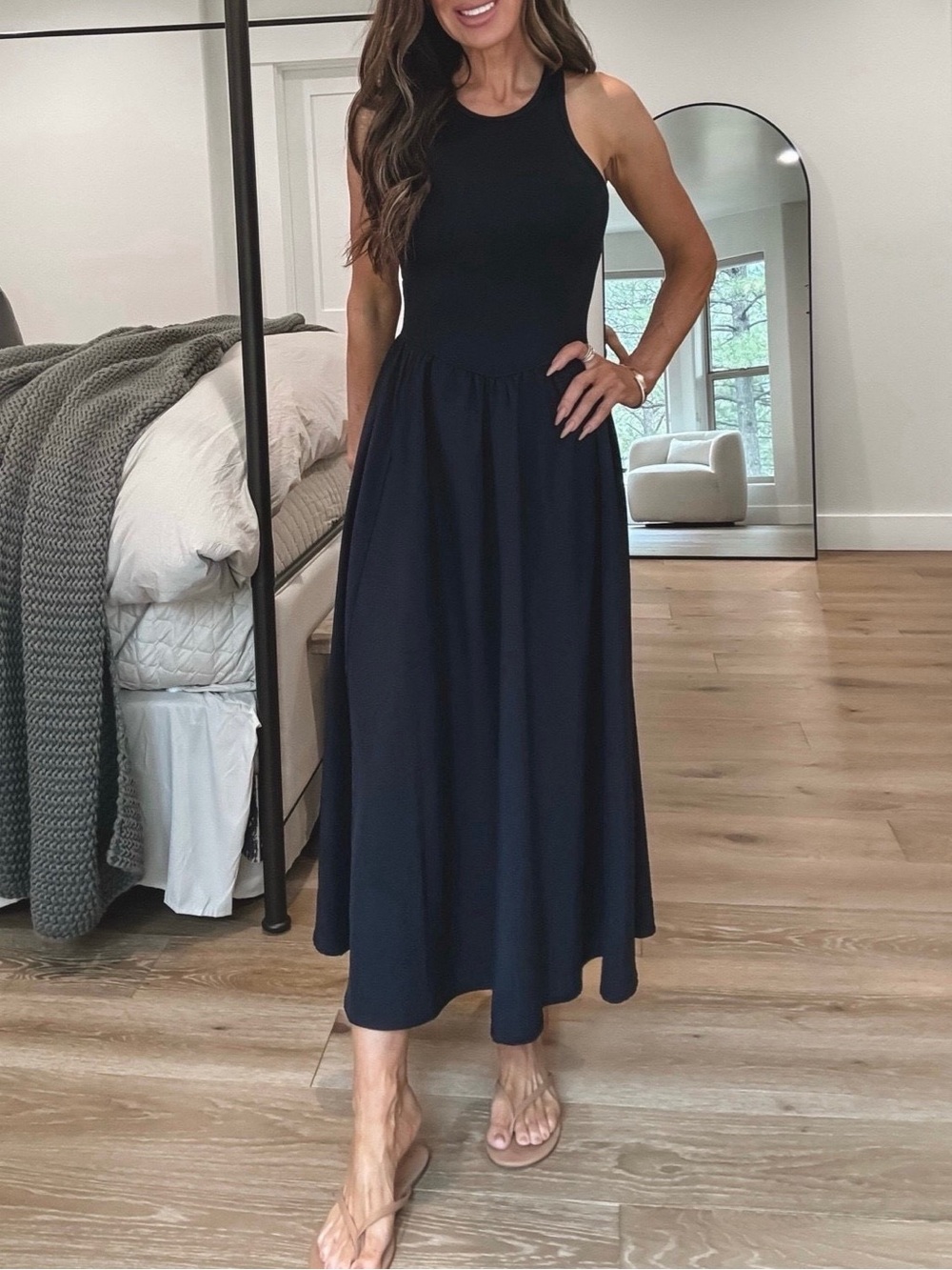 Zella effortless hybrid racerback Women’s black Midi Dress